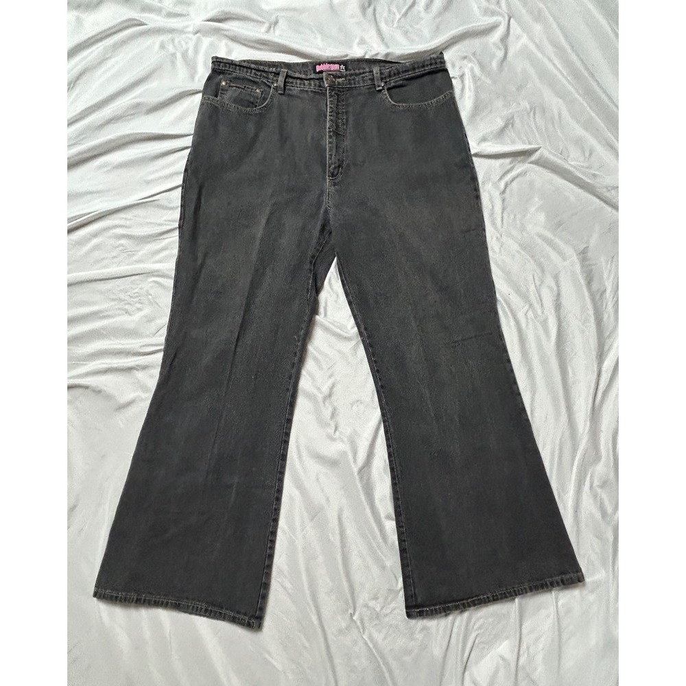 Vintage Bubblegum USA Wide Leg Jeans Faded Black Denim High Rise Flare Y2K 17/18